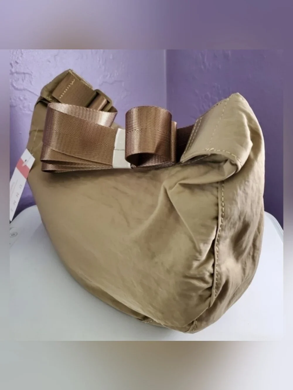 Medium Nylon Crescent Crossbody Bag